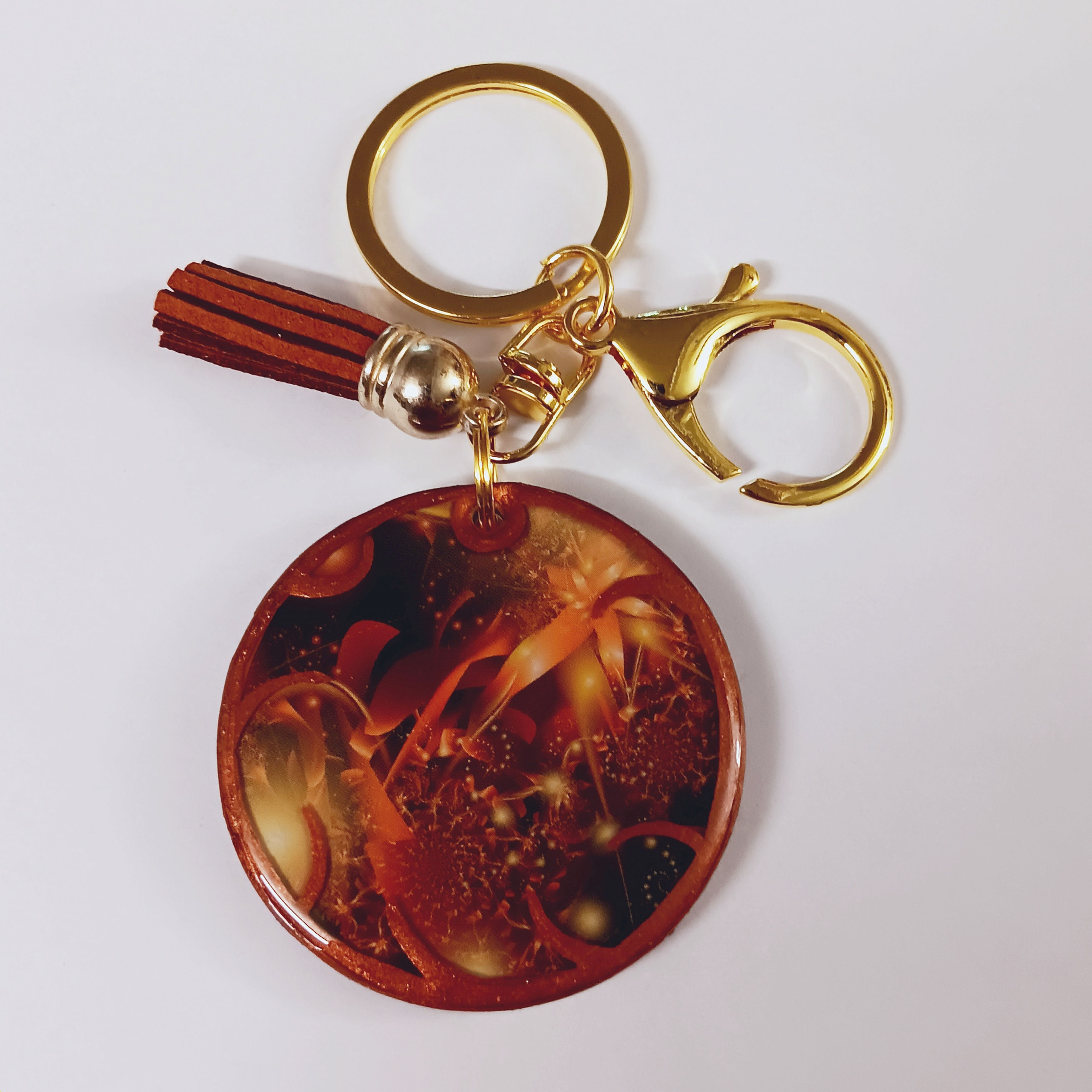 Brown Mixed Resin Print Keychain
