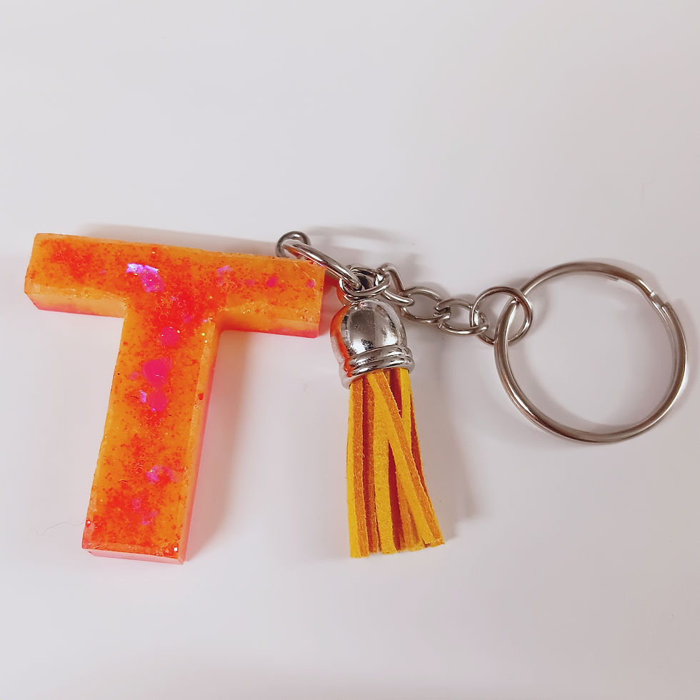 Thumbnail: Pink Orange Glitter Resin Letter T Keychain