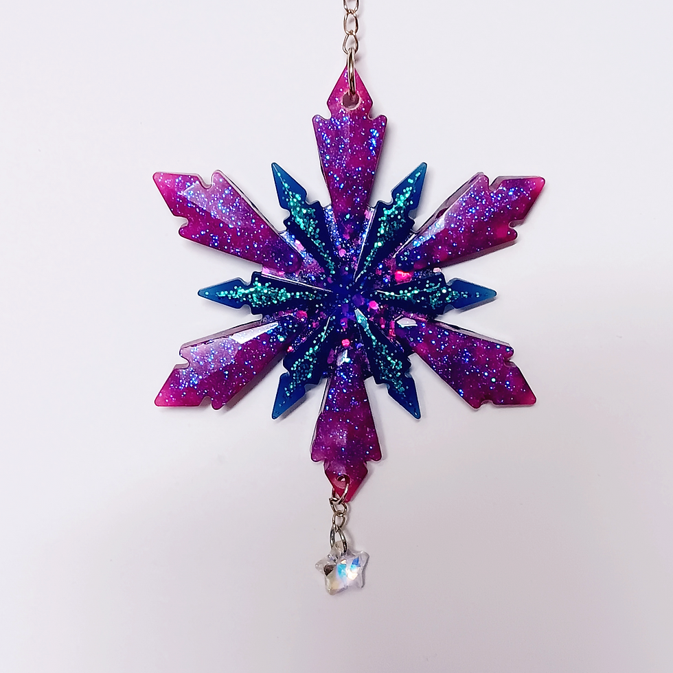 Thumbnail: Purple Blue Glitter Snowflake Resin Jewel Ornament