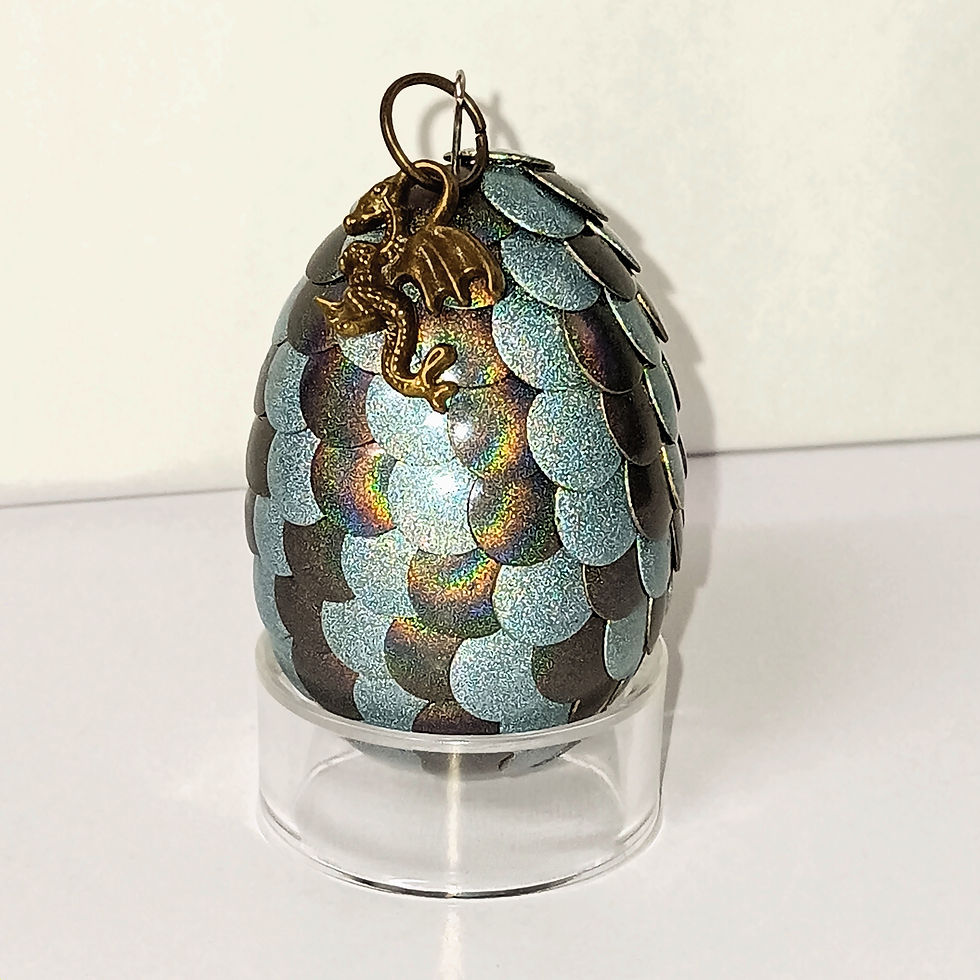 Small Holographic Silver Mixed Dragon Egg Charm Ornament