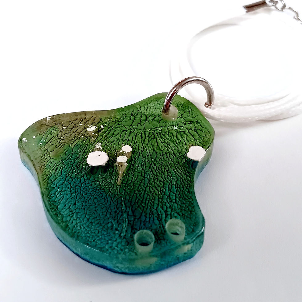 Thumbnail: Green White Ink Resin Necklace