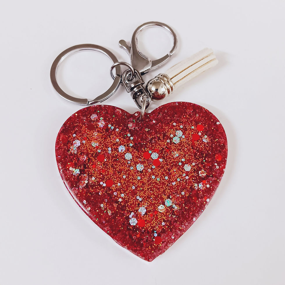 Thumbnail: Red Glitter Resin Letter I Heart Keychain