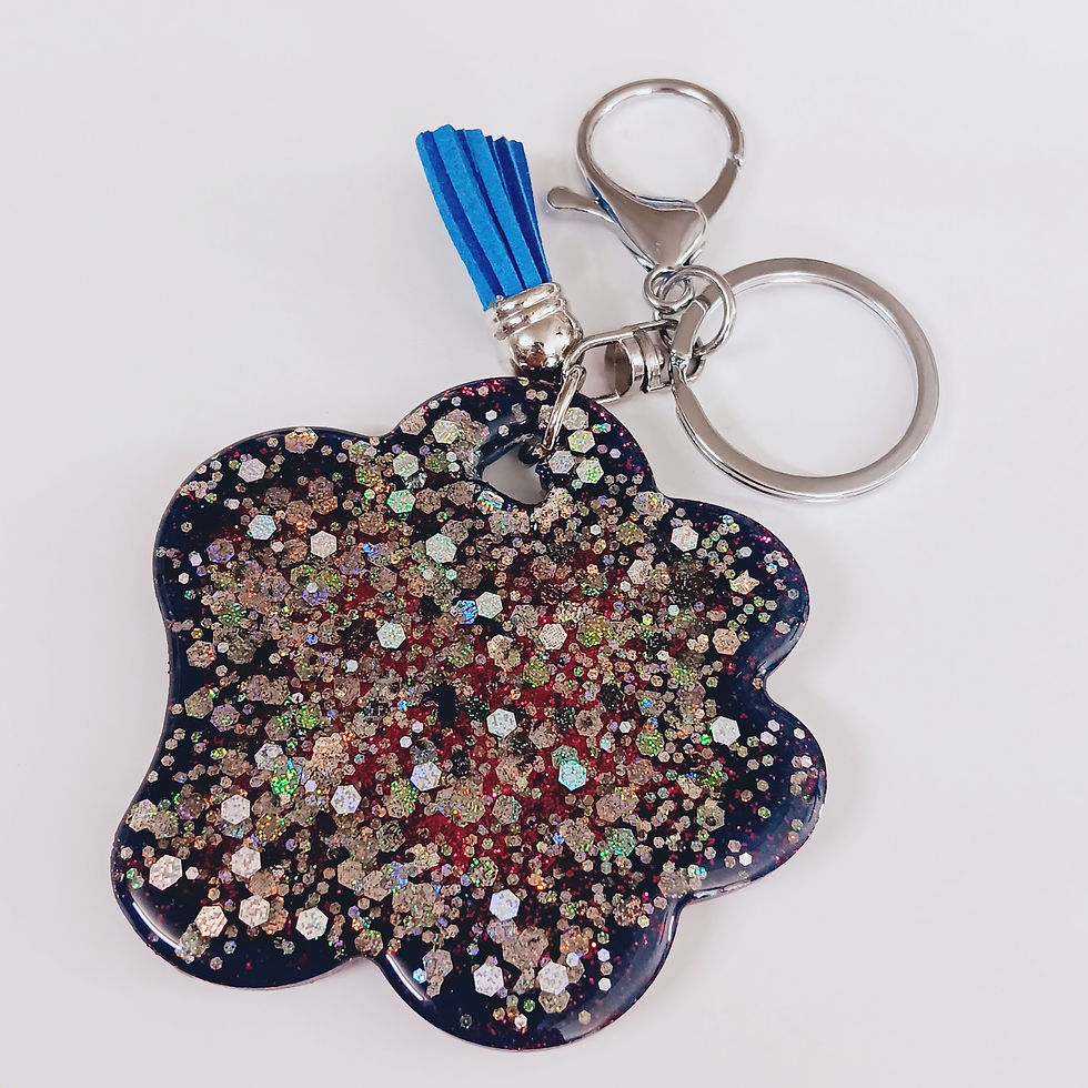 Thumbnail: Purple Blue Glitter Paw Resin Keychain