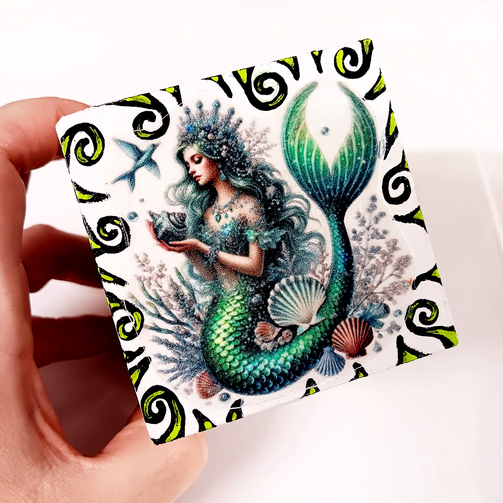 Green Painted Mermaid Wooden Mermaid Piggy Bank