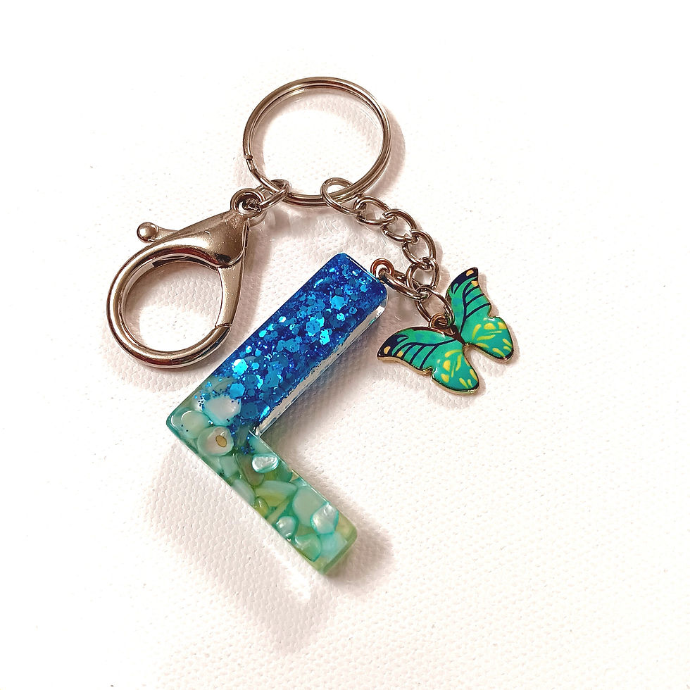 Thumbnail: Blue Glitter Stone Resin Letter "L" Butterfly Keychain