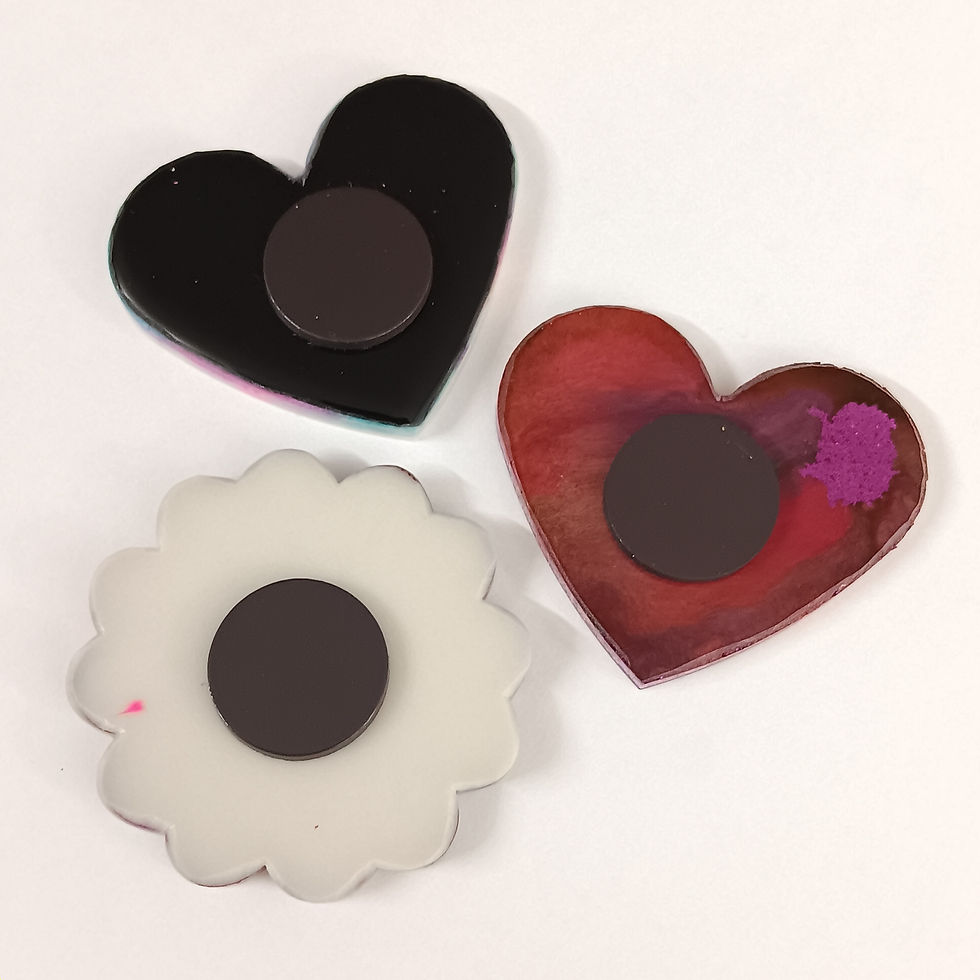 Thumbnail: Set of 3- Resin Heart & Flower Magnets