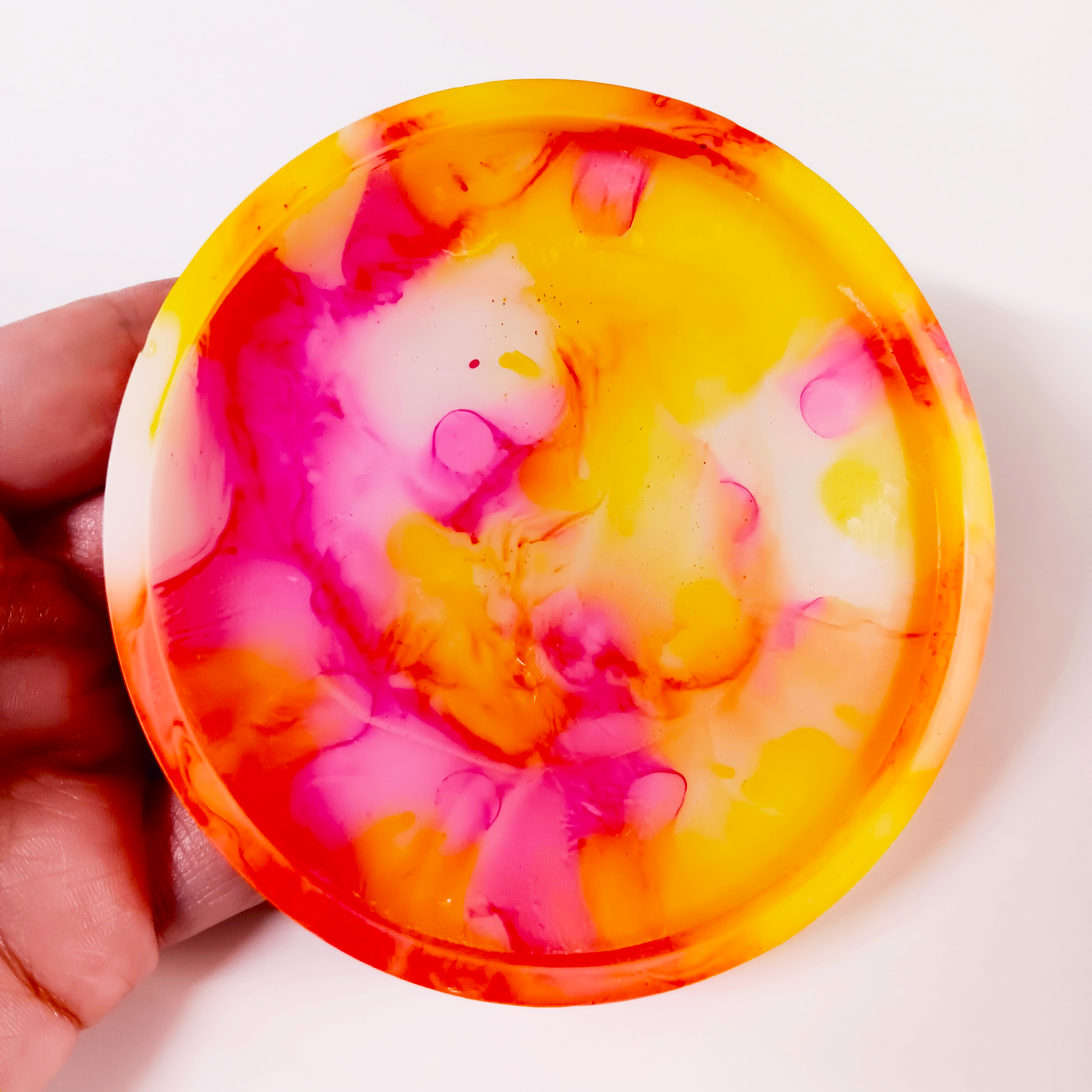Pink Yellow Resin Coaster