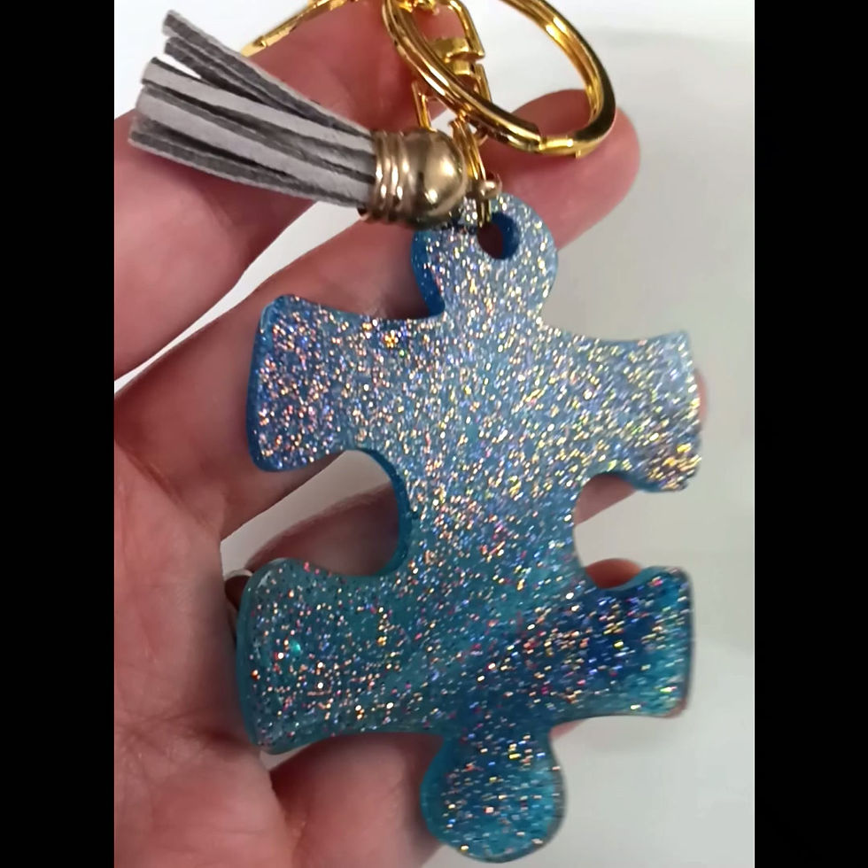 Thumbnail: Blue Glitter Puzzle Resin Keychain
