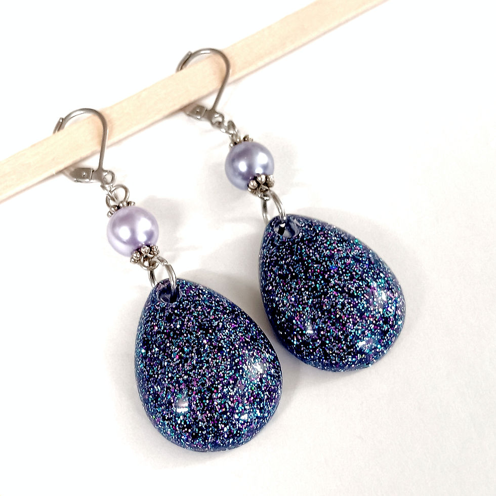 Thumbnail: Long Blue Sparkle Earrings