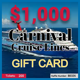 Carnival Cruise Lines $1,000 Gift Card