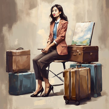 a woman office worker and a suitcase.jpg