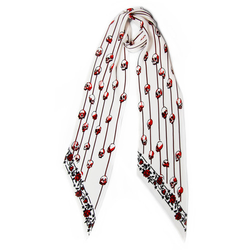 Skull Stripe Ivory Classic Skinny Scarf Rockins