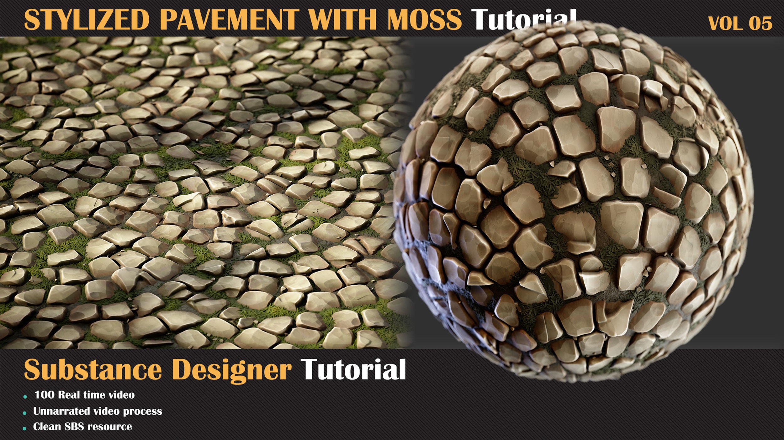 Substance Designer VOL 05 _ STYLIZED PAVEMENT WITH MOSS Tutorial