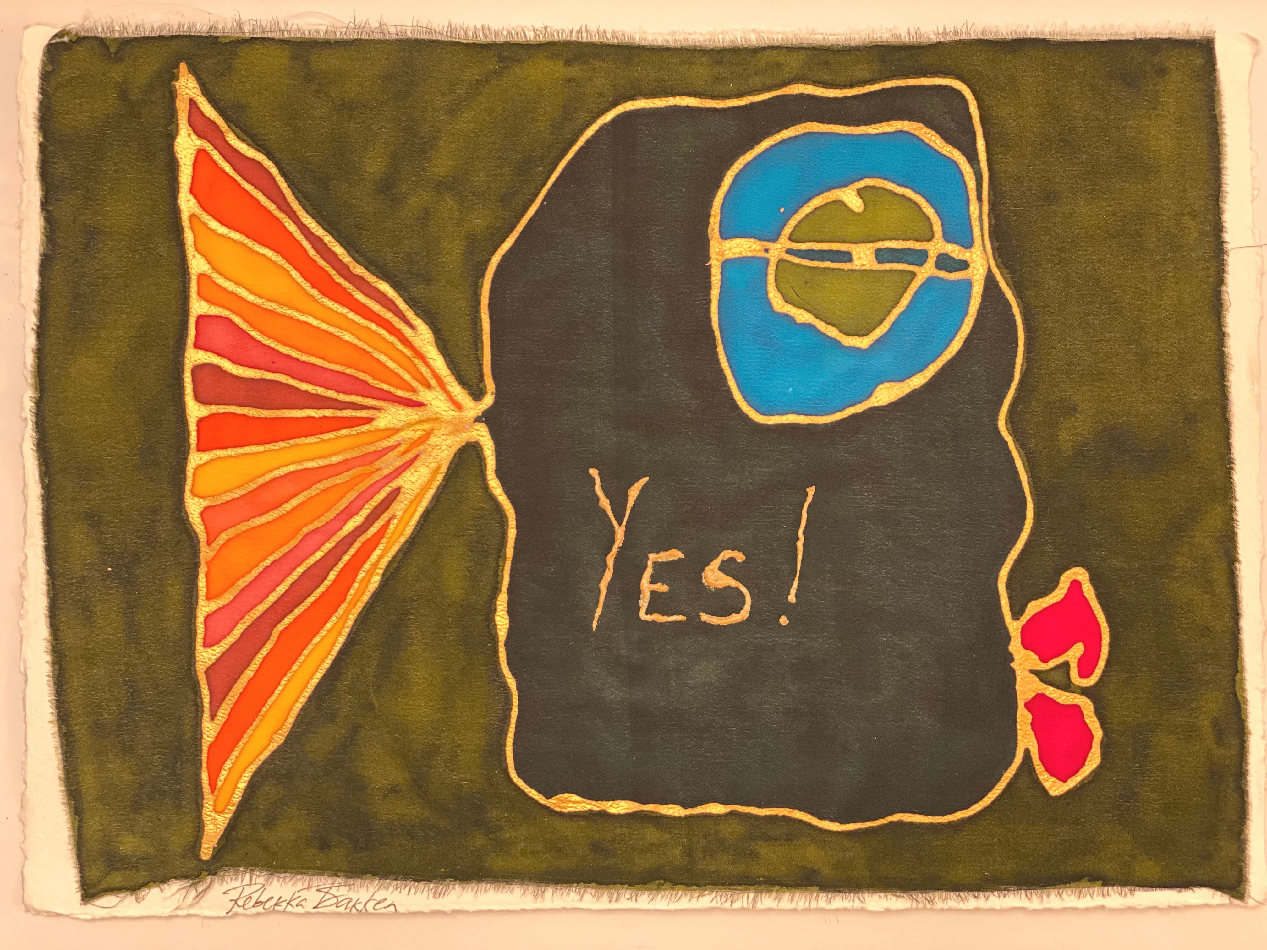 Black Yes on Olive Green