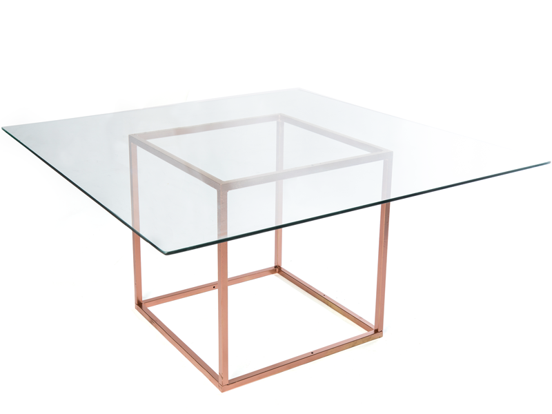Mesa Vidro Quadrada c/ pé Ferro de cor