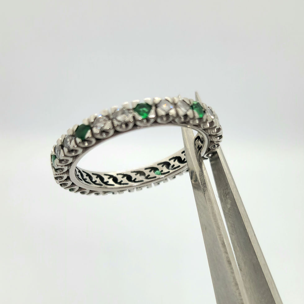 Miniatura: Anillo Sin Fin Esmeraldas y Brillantes 