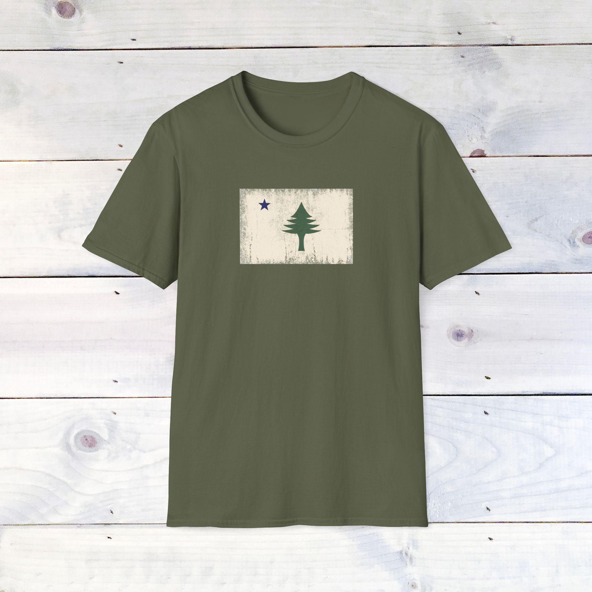 Original Maine State Flag Unisex Softstyle T-Shirt