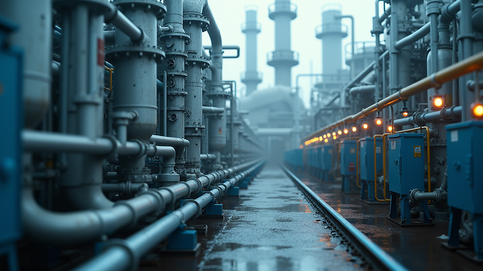 Eye-level view of a chemical plant with industrial equipment