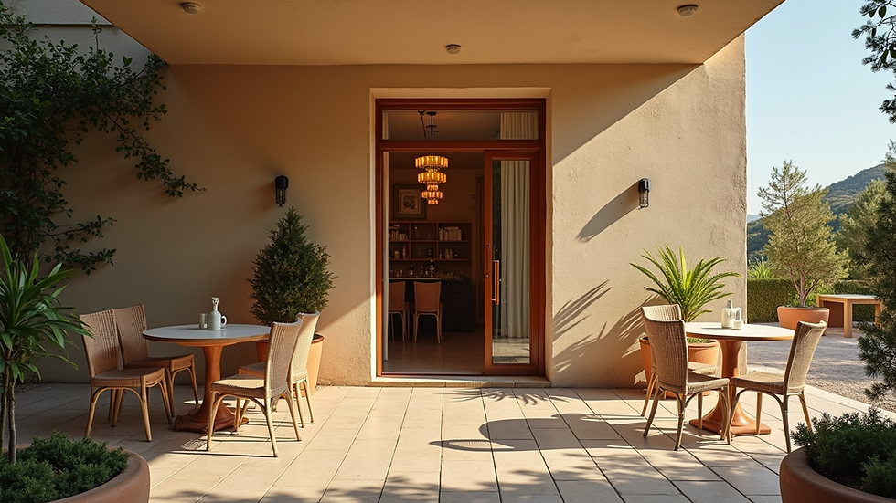 Vue panoramique de l'entrée de Chez Mc Donald Corsica Hostel à Zévaco