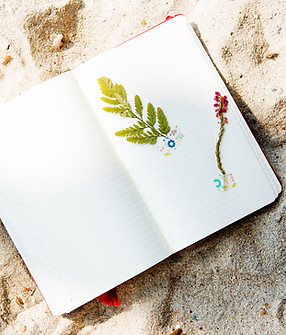 Carnet ouvert sur le sable