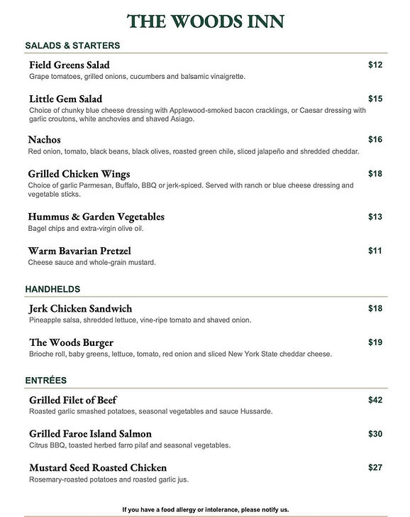 overlook menu