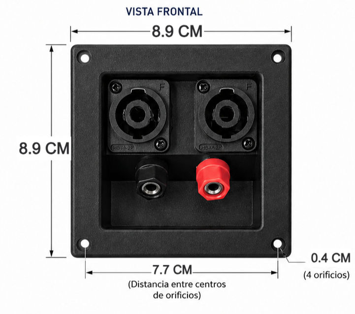 Miniatura: BAFLE TERMINAL 9X9CM 2 JACK SPEAKON + 2 JACK BANANA 705-324