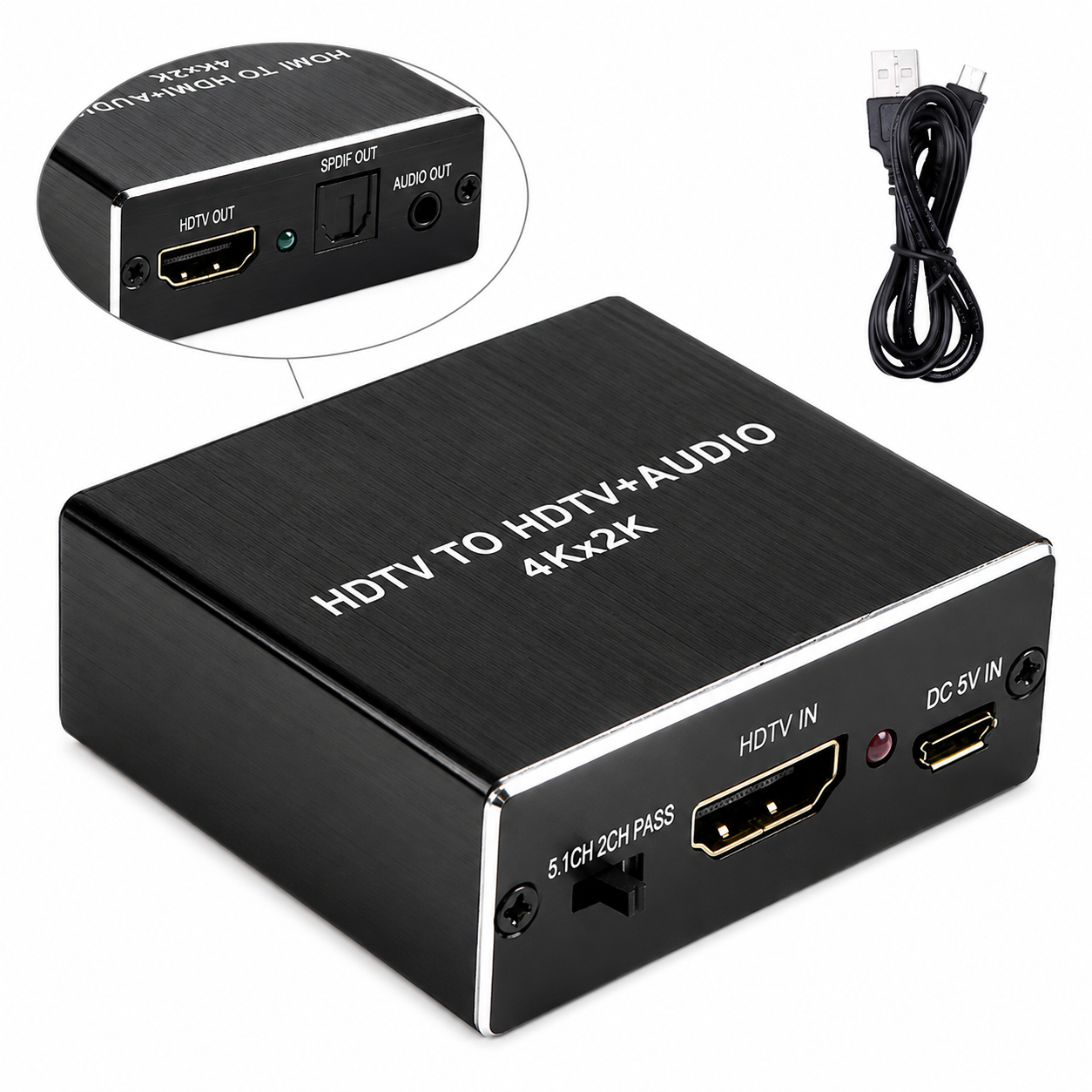 AUDIO DIVISOR/EXTRACTOR HDMI A OPTICO/RCA/AUXILIAR