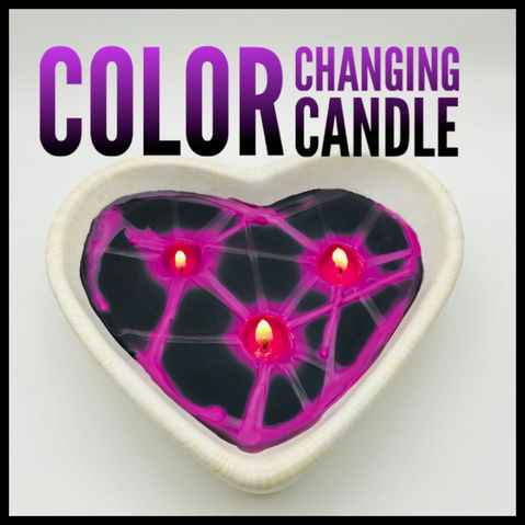 Color Changing Candle made with Thermochromic Powder Pigment mixed into wax