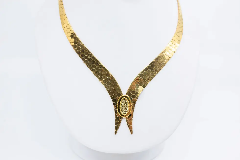 Thumbnail: Honeycomb V-Neck Collar Necklace