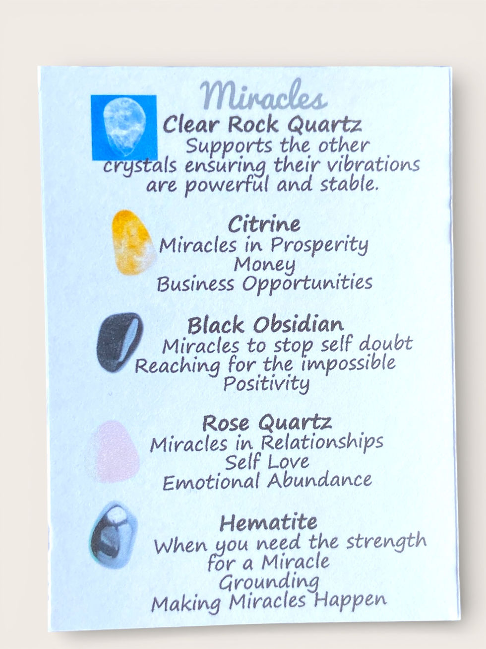 Thumbnail: Miracles Personalised Crystal Gift Box Set-Reiki‑Energised Crystals, Info Cards