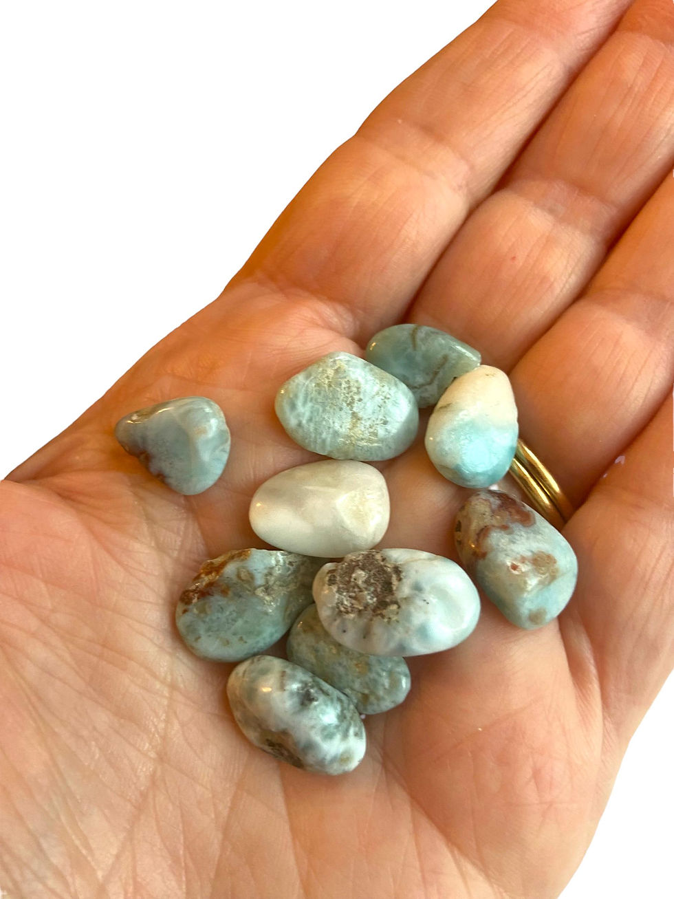 Thumbnail: Larimar AAA Grade Crystal / Tumble Stone, information card and organza bag.