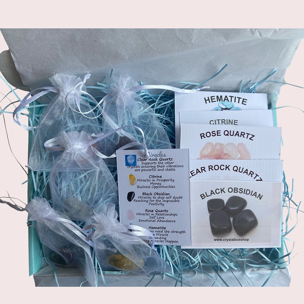 Thumbnail: Miracles Personalised Crystal Gift Box Set-Reiki‑Energised Crystals, Info Cards