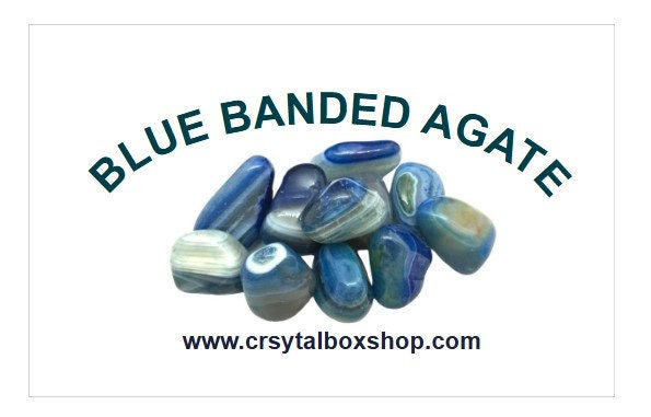 Miniatura: Blue Banded Agate Crystal, information card and organza bag.