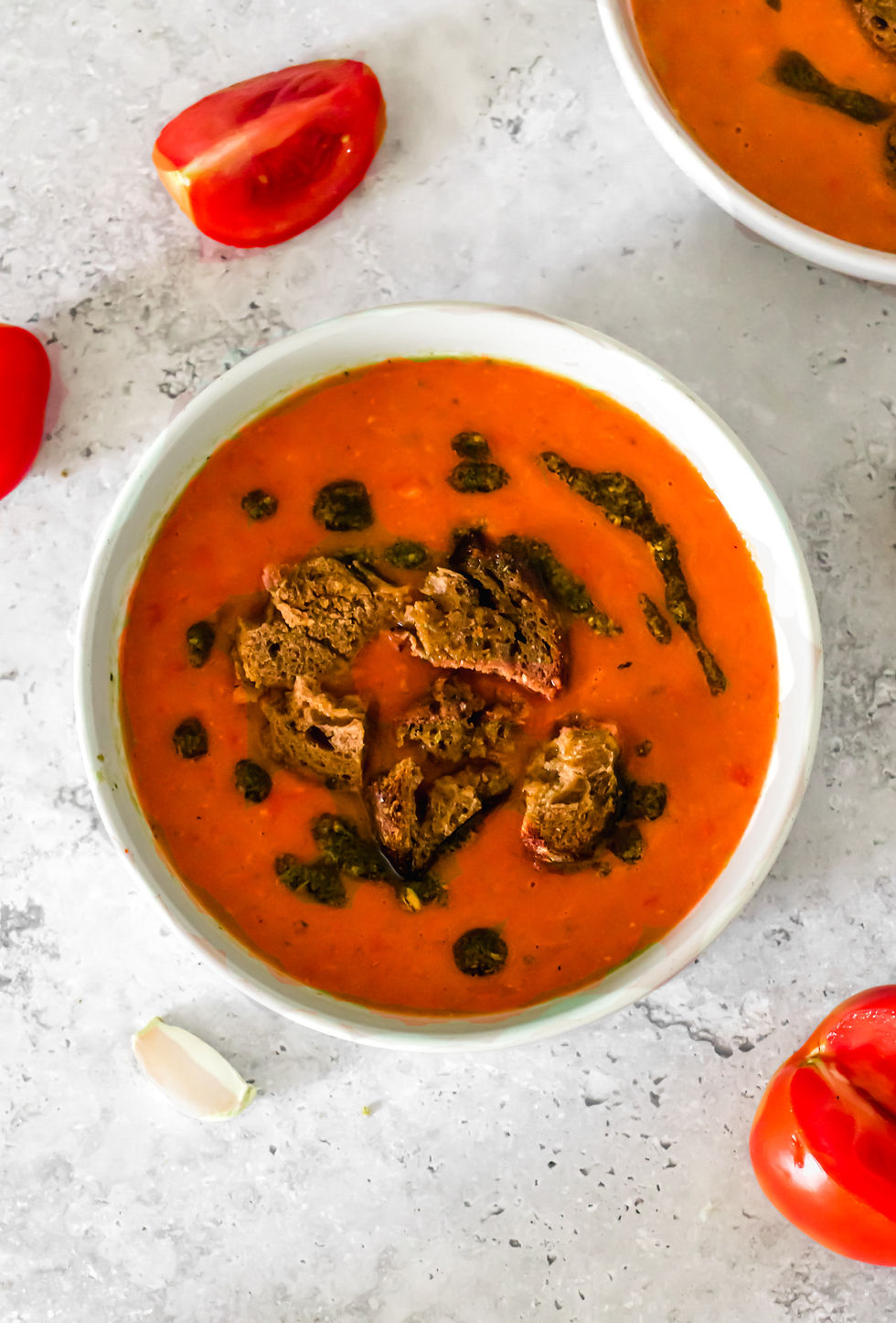 One bowl of soup, close-up shot