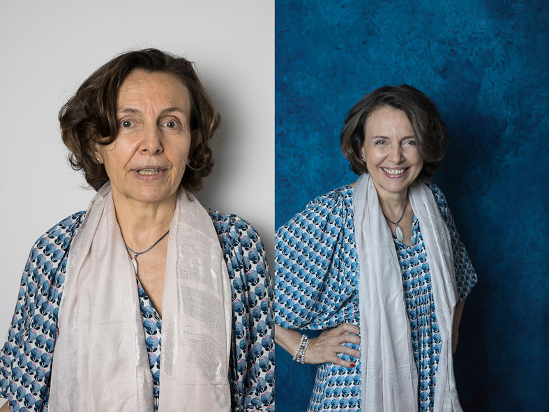 El antes y el después tras sesión de maquillaje y photoshop