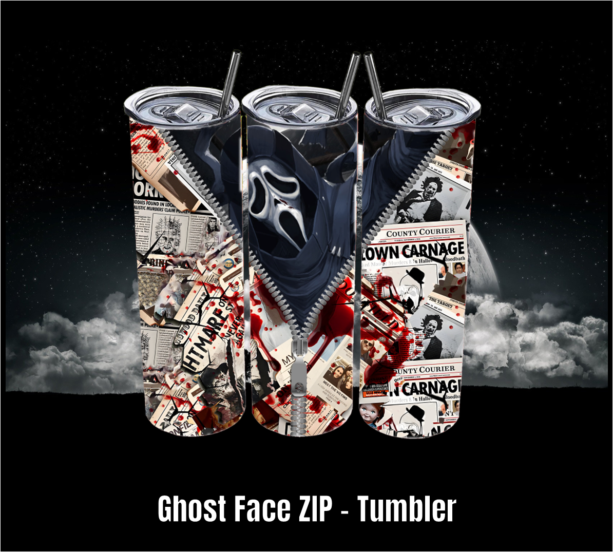 Ghost Face Zip - Tumbler