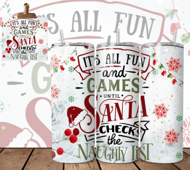 Santa checks naughty list - Tumbler