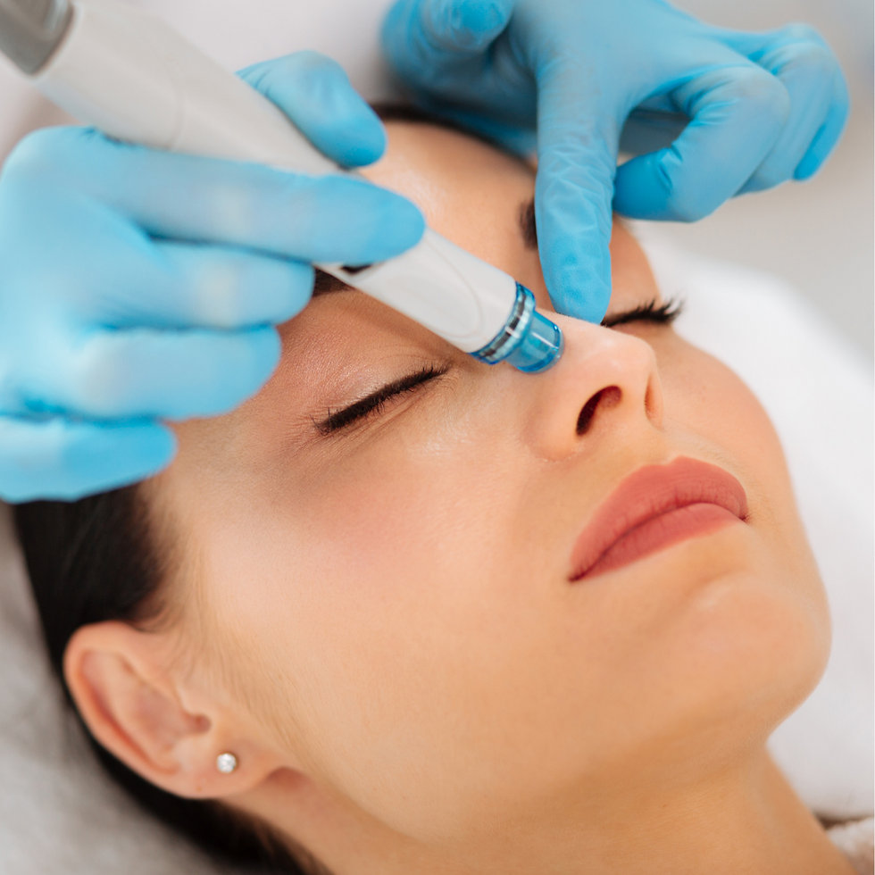 close up of a lady having a hydrofacial treatment