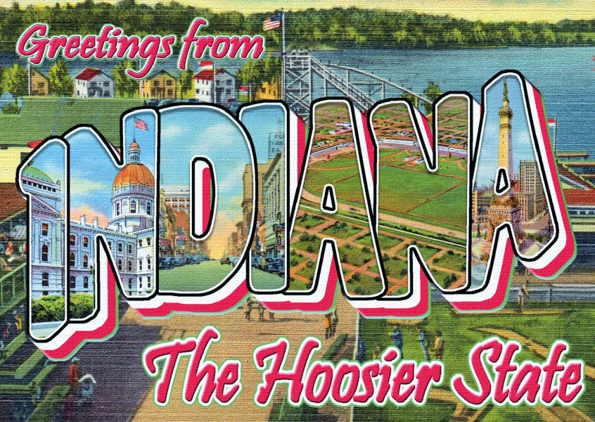 Greetings from Indiana the Hoosier State Postcard