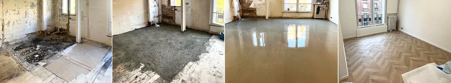 Rénovation complète du sol avec pose d’un parquet en chevrons, Epernay (51)