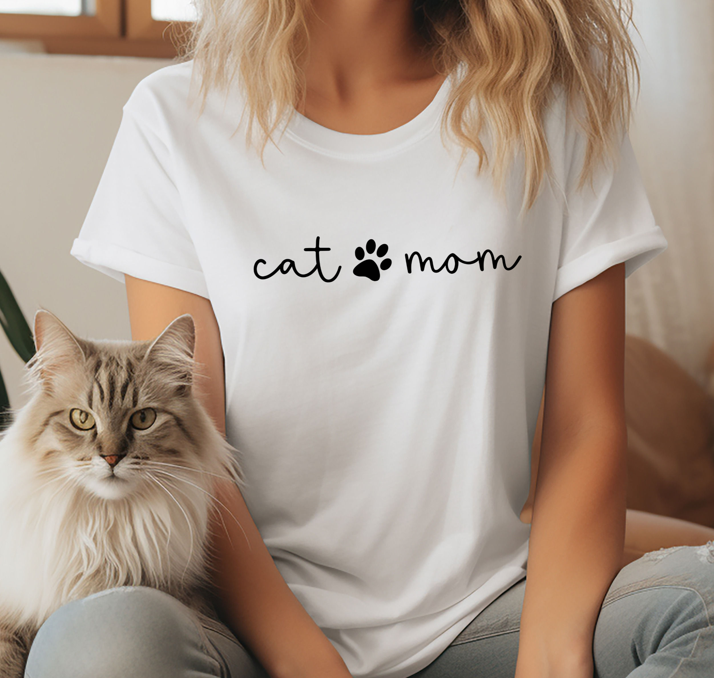 Tshirt "Cat Mom" Weiß