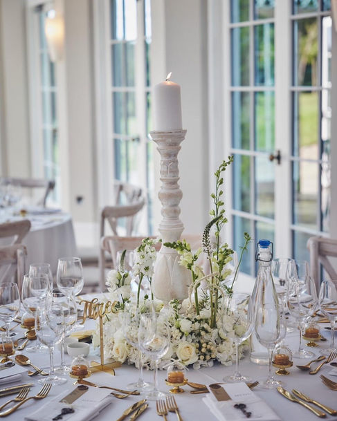 Rockbeare manor table flowers with candle stick
