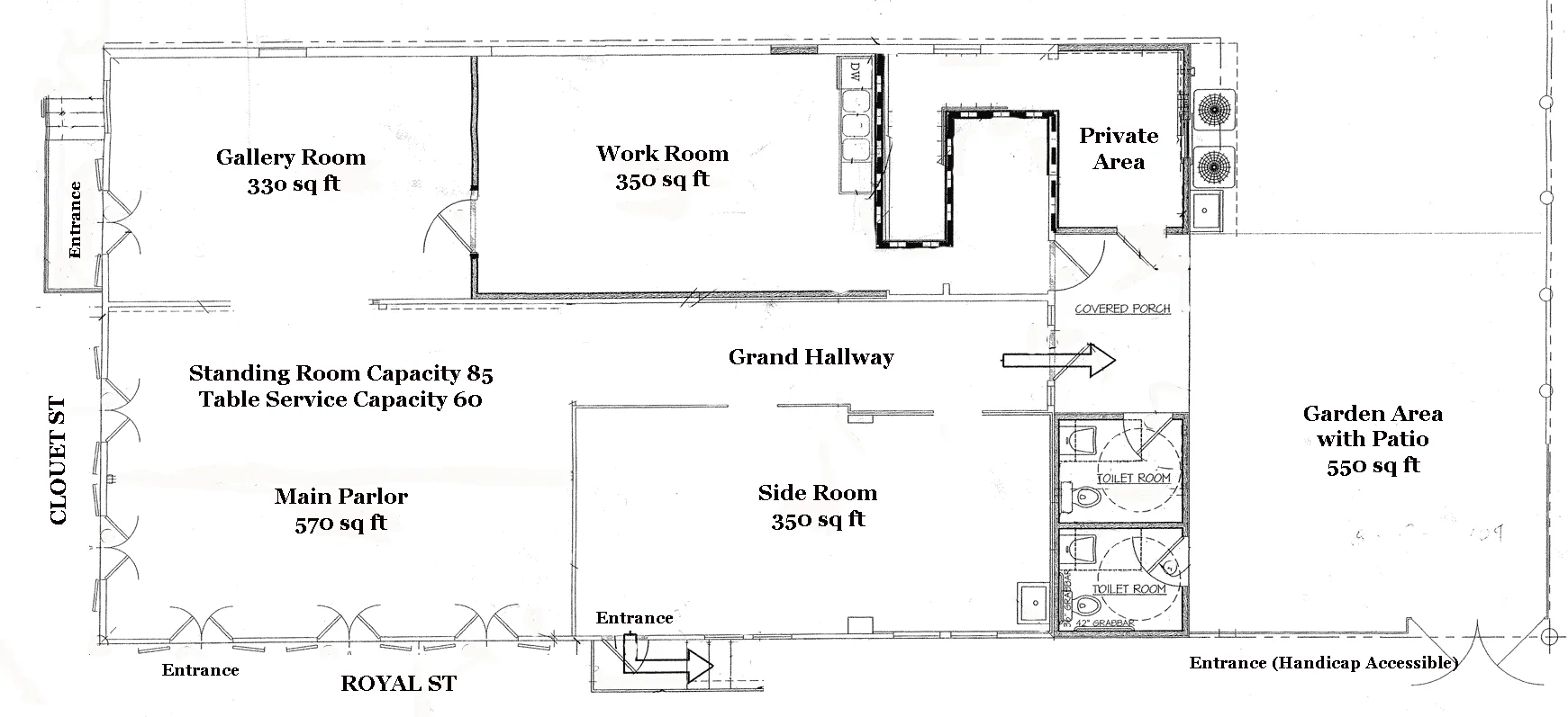 Tigermen Den Floor plan for private events in New Orleans