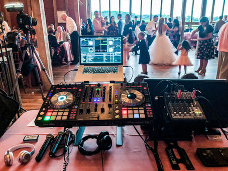 Setting up a DJ rig for a Barn Wedding