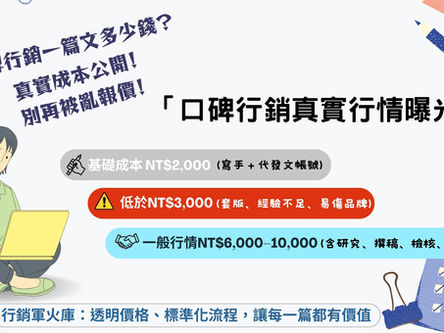 口碑行銷一篇文多少錢? 成本拆解分析給你看!
