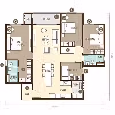 Ayanna Residences Type A2 Layout
