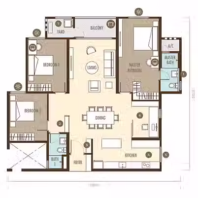Ayanna Residences Type A1 Layout