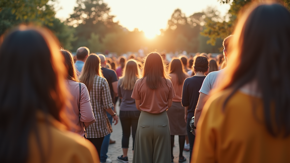Eye-level view of a community gathering for a charitable cause