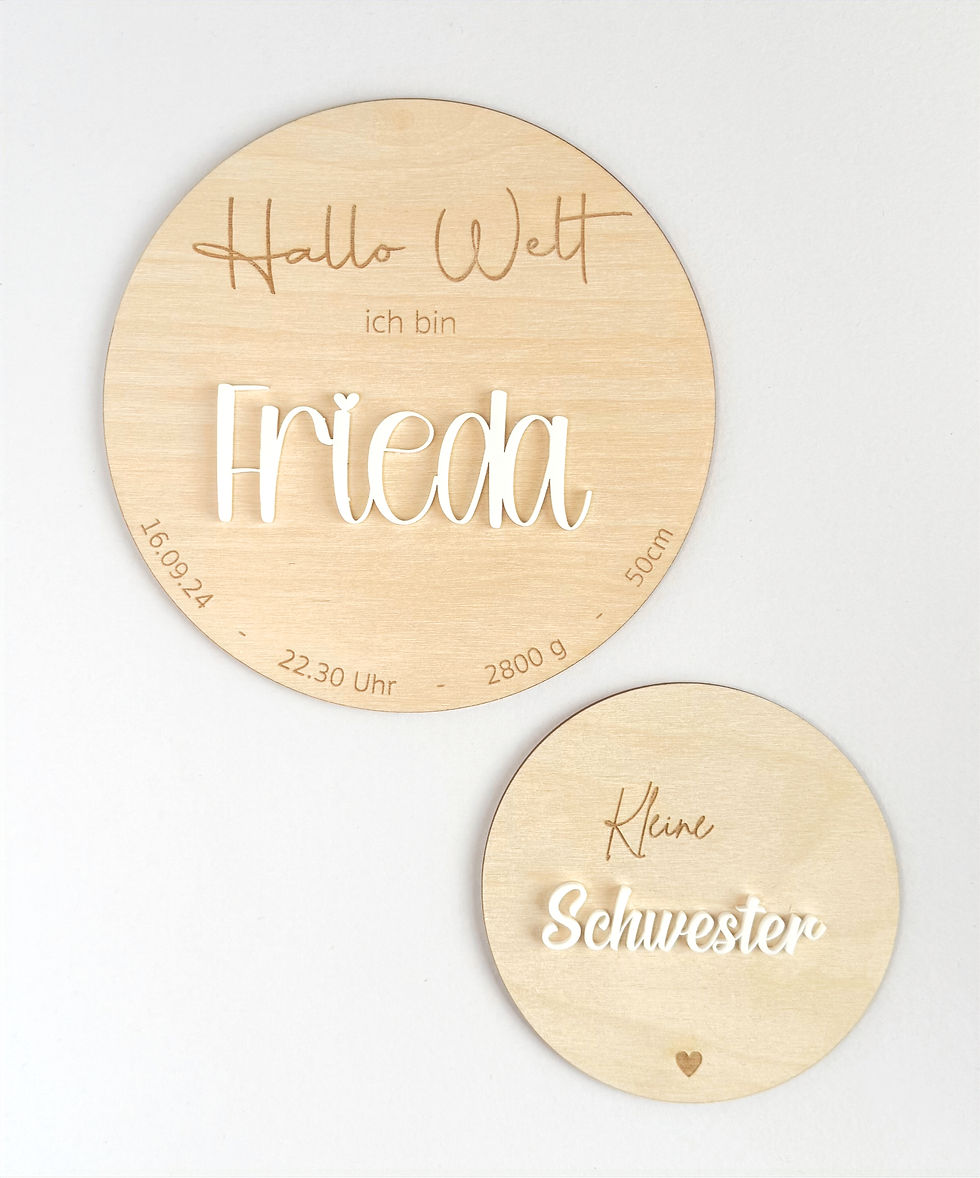 Miniaturbild: Namensschild zur Geburt aus Holz mit Acryl Namen