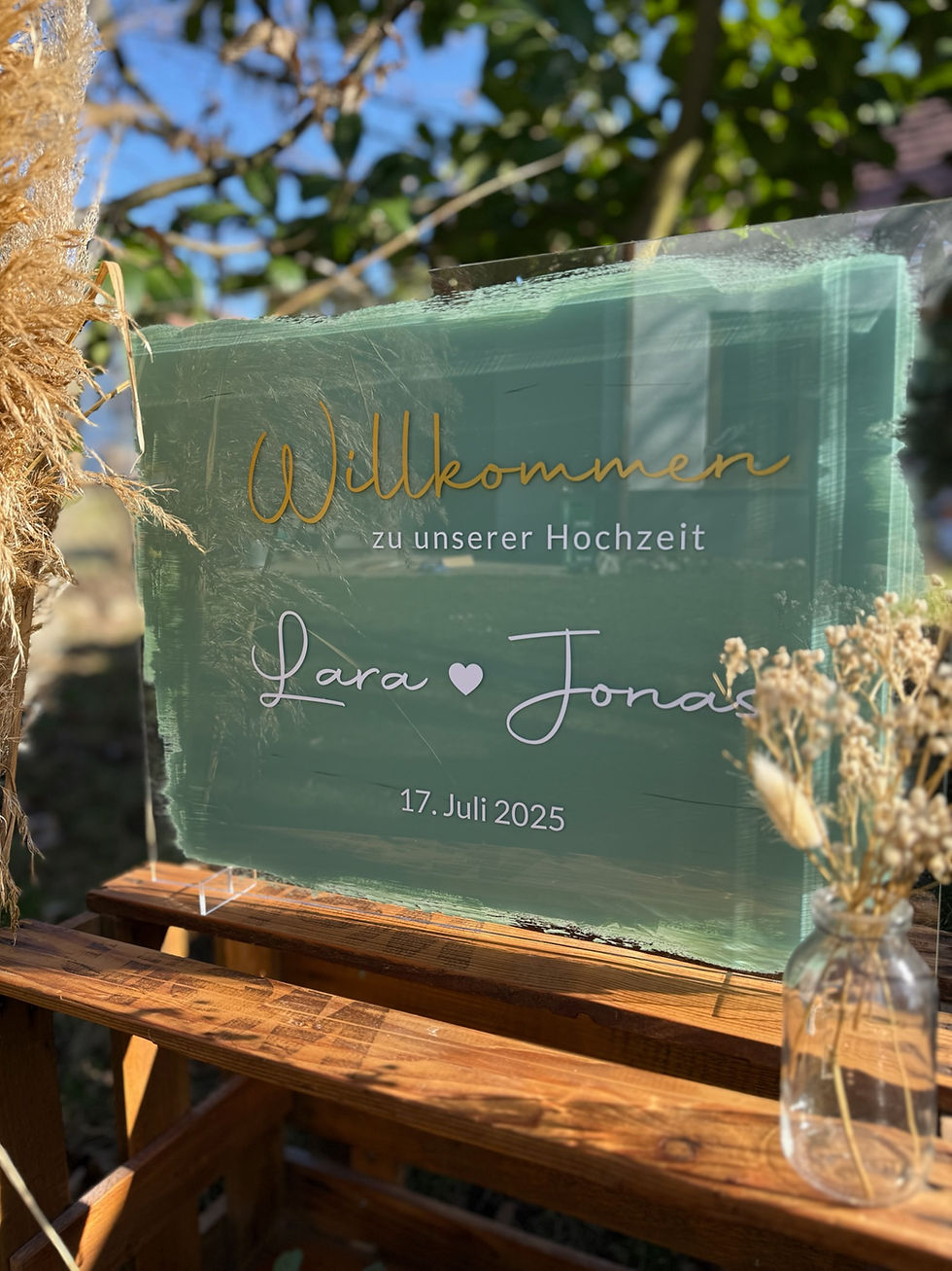 Miniaturbild: Willkommensschild Acryl - Transparent mit Farbe